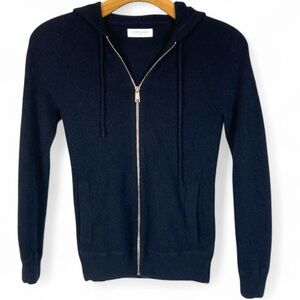 Men's Everlane Cashmere Hooded Navy Zip-Up Cozy Sweater